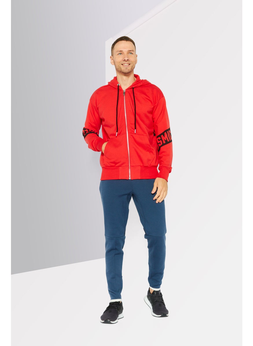 DIESEL - Men Hooded Long Sleeves Solid Sweatshirt, Red - Image 1