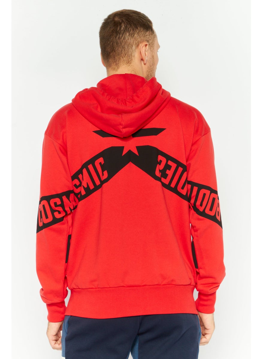DIESEL - Men Hooded Long Sleeves Solid Sweatshirt, Red - Image 1