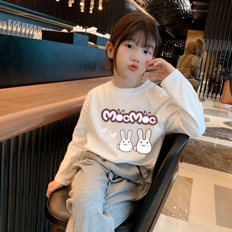 H2006# Children'S Wear Boys And Girls Cotton T-Shirt Long Sleeve Children'S New Cotton Joker Base Shirt Crewneck Top - Image 3