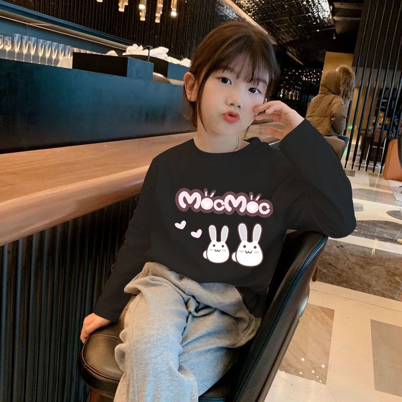 H2006# Children'S Wear Boys And Girls Cotton T-Shirt Long Sleeve Children'S New Cotton Joker Base Shirt Crewneck Top - Image 2