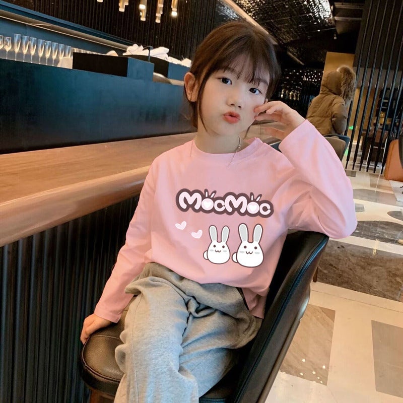 H2006# Children'S Wear Boys And Girls Cotton T-Shirt Long Sleeve Children'S New Cotton Joker Base Shirt Crewneck Top - Image 1