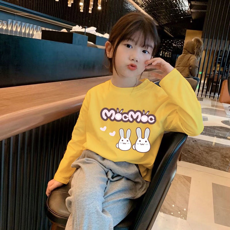 H2006# Children'S Wear Boys And Girls Cotton T-Shirt Long Sleeve Children'S New Cotton Joker Base Shirt Crewneck Top - Image 5