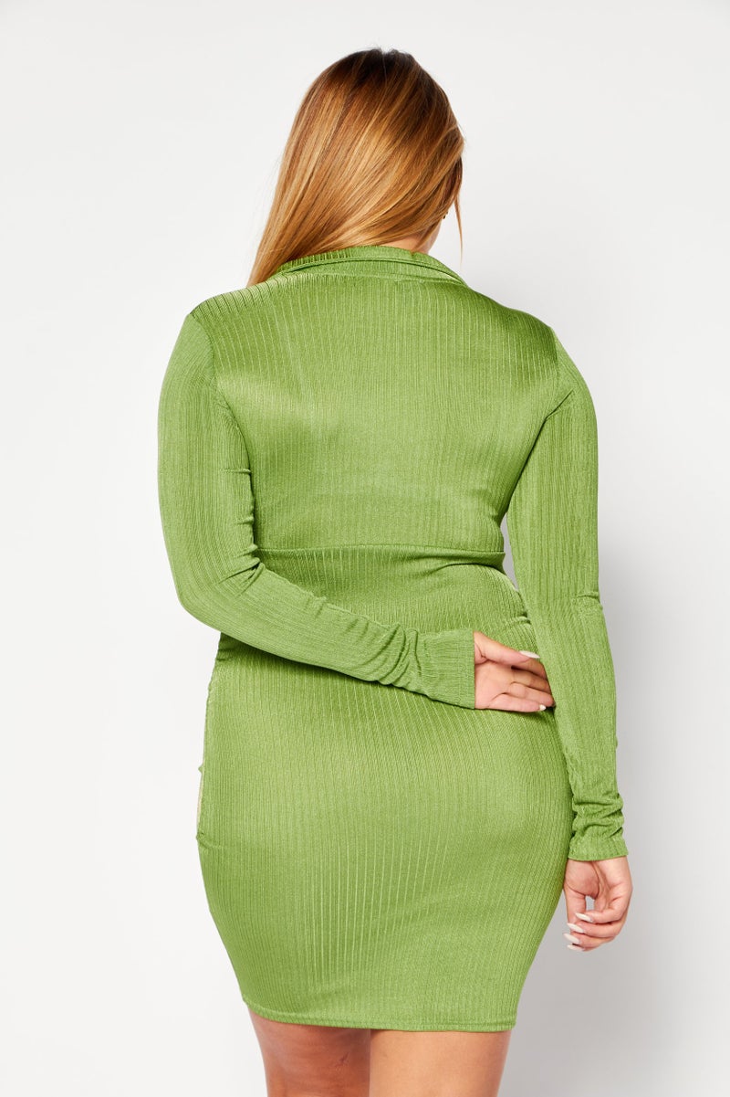 RIVER ISLAND فستان ميني مزخرف بتفاصيل ربطة للنساء، أخضر - Image 2