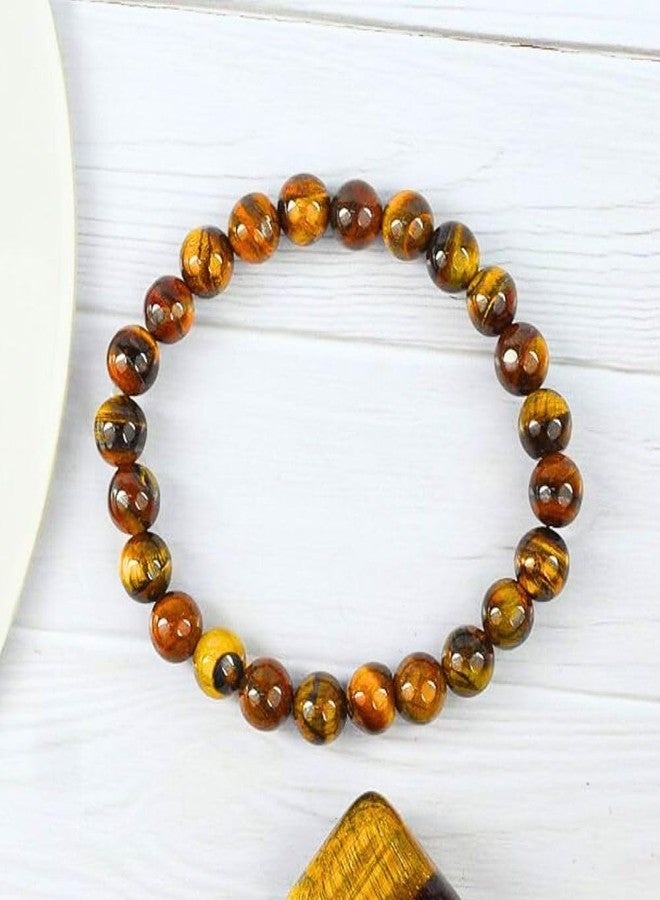STYOLLO Certified Tiger Eye Bracelet For Men & Women Original Natural 8mm Crystal Stone - Astrology Bracelet For Focus, Confidence, Wealth, Prosperity, Stress Relief Courage & Protection-Pack of 1 - Image 2