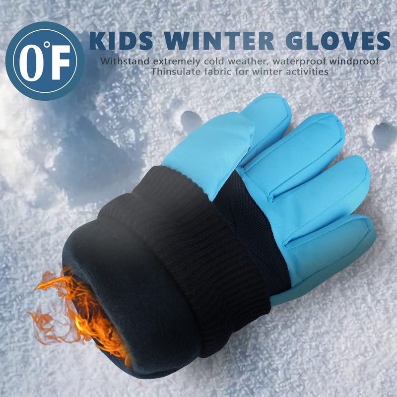 DARCHEN 3-12 Kids Snow Gloves Boys Winter Waterproof Ski Snowboarding Insulated Warm Windproof Cold Weather Sports Age Girls Years Olds - Image 5