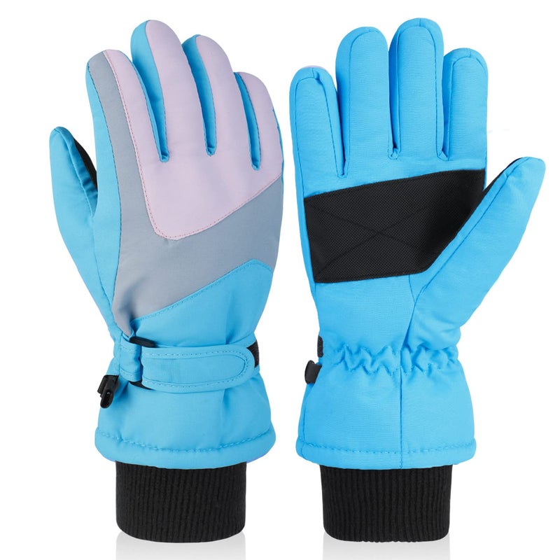 DARCHEN 3-12 Kids Snow Gloves Boys Winter Waterproof Ski Snowboarding Insulated Warm Windproof Cold Weather Sports Age Girls Years Olds - Image 1