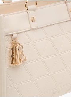 ELLE Women Quilted Tote Bag with Double Handle and Zip Closure  - Image 4