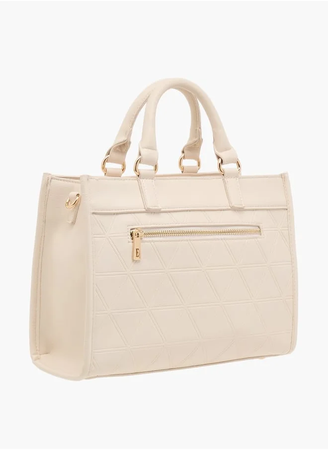 ELLE Women Quilted Tote Bag with Double Handle and Zip Closure