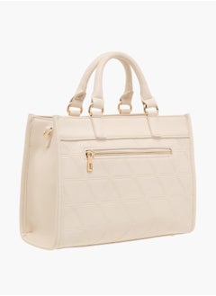 ELLE Women Quilted Tote Bag with Double Handle and Zip Closure  - Image 3