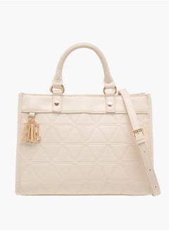 ELLE Women Quilted Tote Bag with Double Handle and Zip Closure  - Image 1
