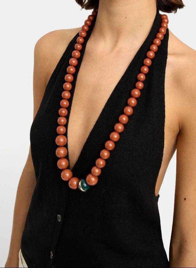 بارفوا عقد طويل مع خرز راتنج متعدد الألوان