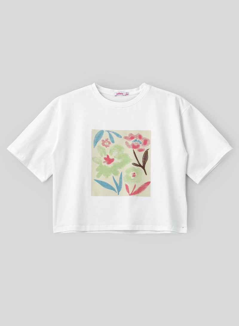 Jelliene Girls' Floral Print T-Shirt  - Image 1