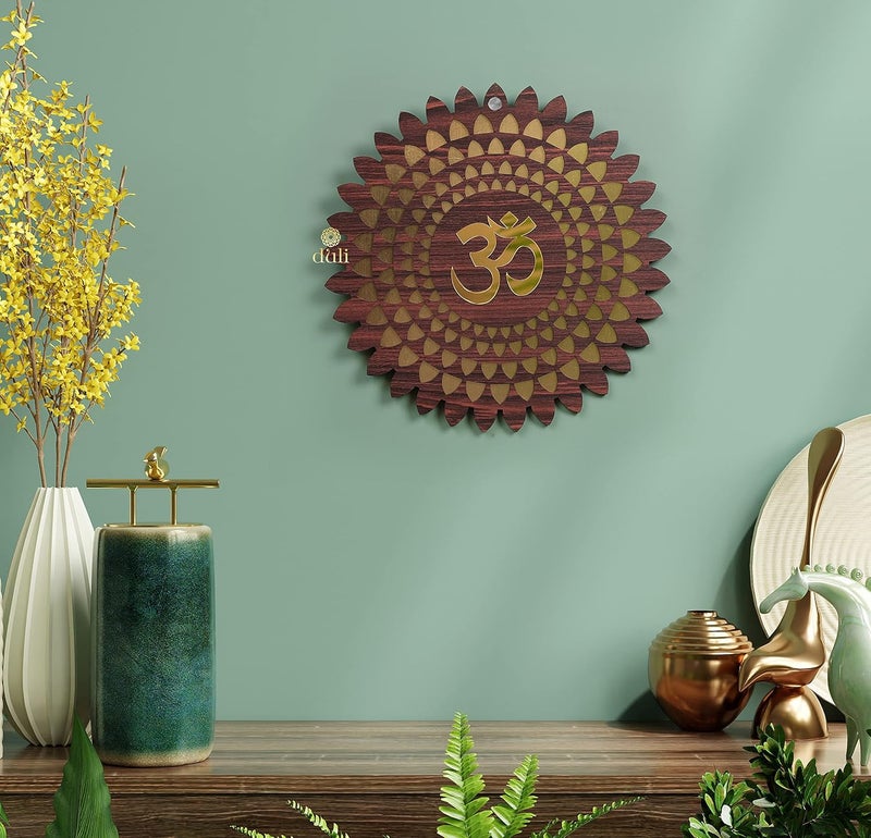DULI تعليق OM من MDF، فن الجدار فنج شوي، طاقة إيجابية، ديكور ديوالي، ديكور جدار، تعليق OM (MDFWallHanging-GlowingOm(12Inches)) - Image 1