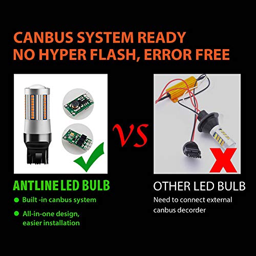 Antline 7440 7444 T20 7440A 7440NA LED Bulbs Amber Yellow for Turn Signal Lights with Build-in Load Resistor CANBUS Error Free Anti Hyper Flash for Blinker Bulb Replacement (Pack of 2) - Image 5