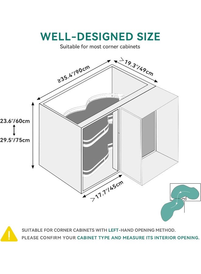 YITAHOME Swing Left Blind Corner Kitchen Cabinet Pull Out Organizer for 36", 2 Tier Swing Tray, Soft Close Blind Organizer for Right Handed Open Blind Kitchen Cabinet  - Image 3
