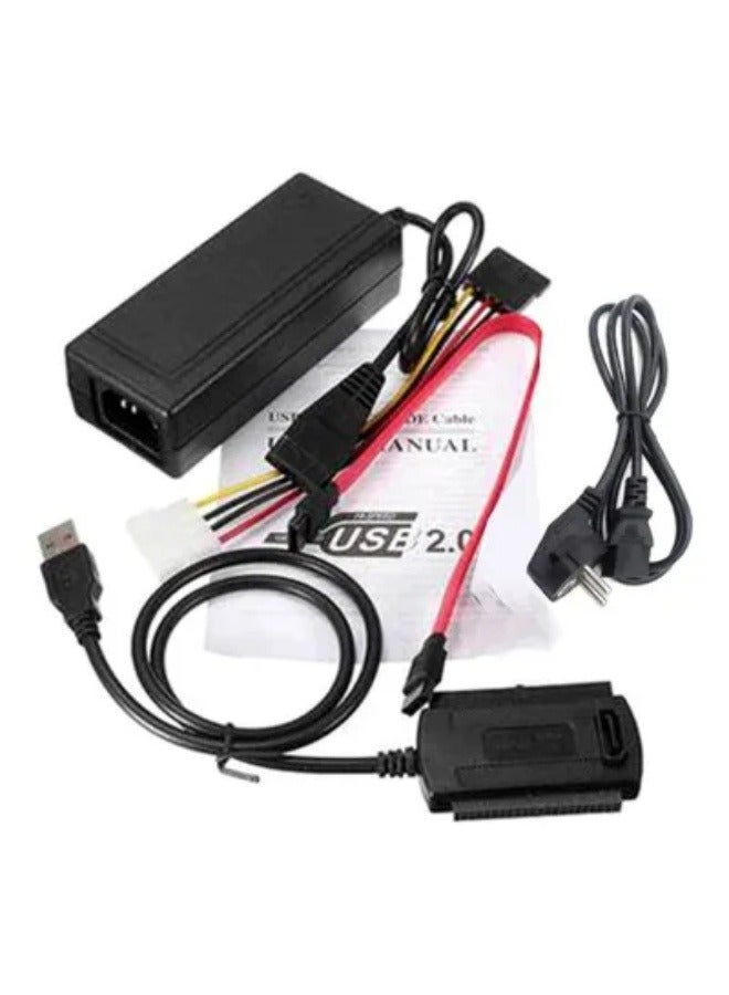 USB 2.0 إلى IDE SATA كابل محول القرص الصلب مع مصدر الطاقة - Image 4
