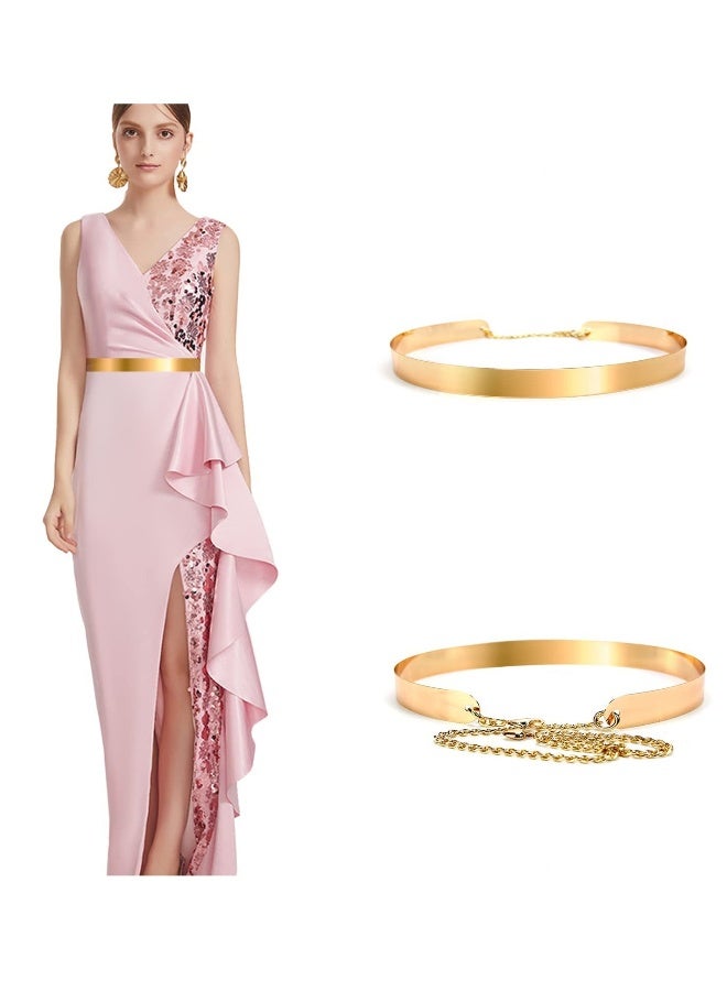 Dress Mirror Metal Girdle, Gold Adjustable Waist Chain Belt Dress Accessories for Girls Women Party Wedding Festival - Image 1