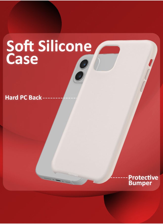 CATANES - [for iPhone 12 Pro Max] 3 Pack Silicone Case and 2 Screen Protectors Shockproof Protective Case Anti Scratch Smooth Case Cover/White - Image 1