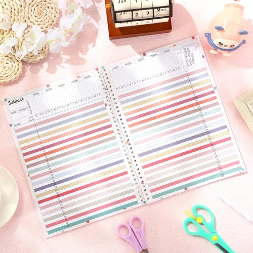 Fuyoooo Teacher Record Book Teacher Grade Books 2025-2026 Spiral Bound Record Class Grade Book Office Favors Gift for Classroom Attendance Supplies Decoration Double Sided(Boho) - Image 5