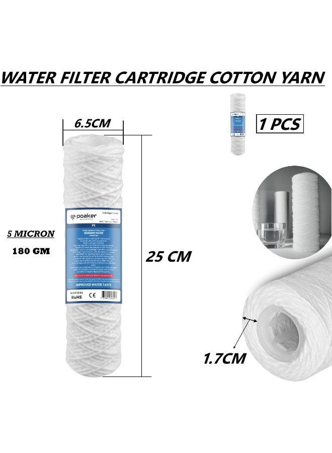 Poaker 10" Polypropylene Cotton Sponge Replacement Cartridges - Universal Pre-Filter Yarn Sediment For Standard Ro Systems - Image 2