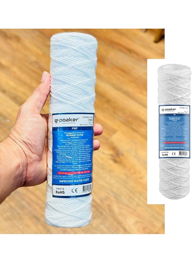 Poaker 10" Polypropylene Cotton Sponge Replacement Cartridges - Universal Pre-Filter Yarn Sediment For Standard Ro Systems - Image 5