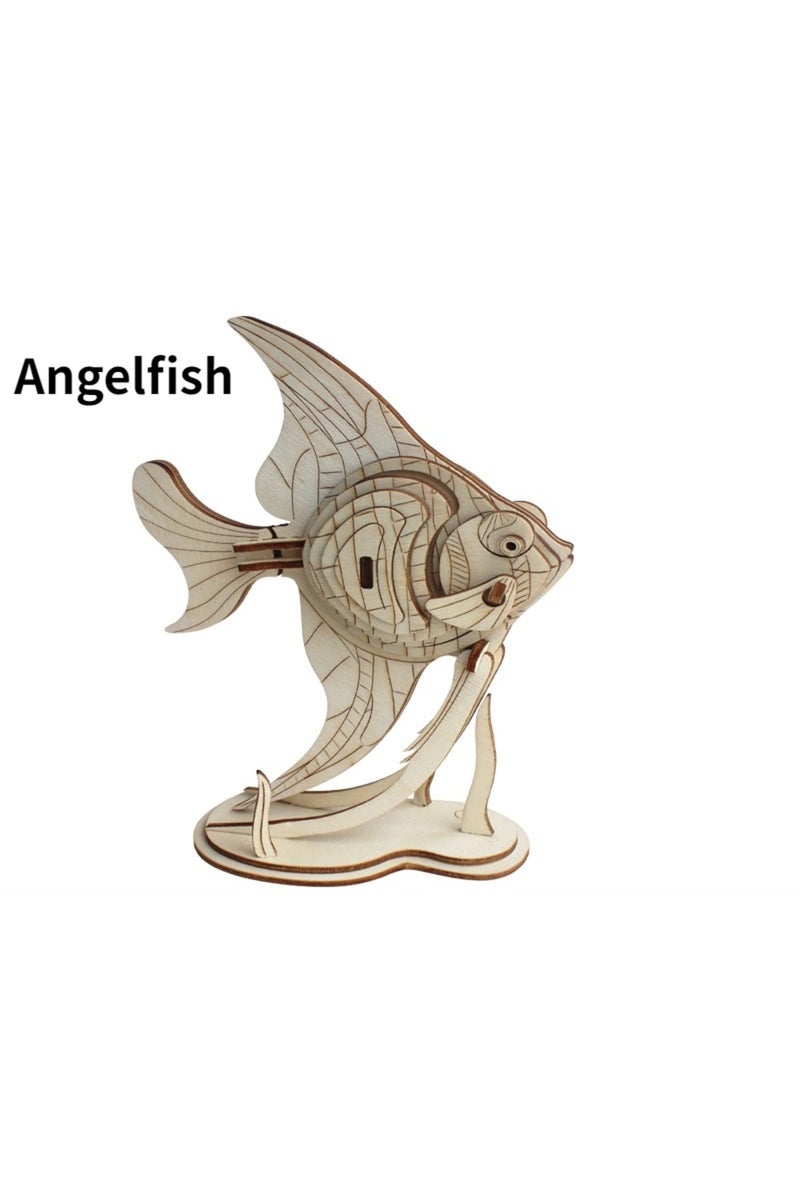Angelfish Marine Life Series 3D Wooden Puzzle Educational Toys Puzzles for Kids Educational Toys Woo