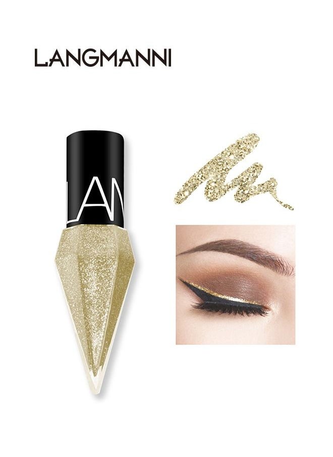 LANGMANNI - Liquid Glitter Eyeliner, Metallic Shimmer White Diamond Eye Liner Stick, Waterproof Long Lasting Quick Drying High Pigmented Sparkle Eyeshadow, Glitter Eyeliner for Eye Makeup(Shiny gold) - Image 1