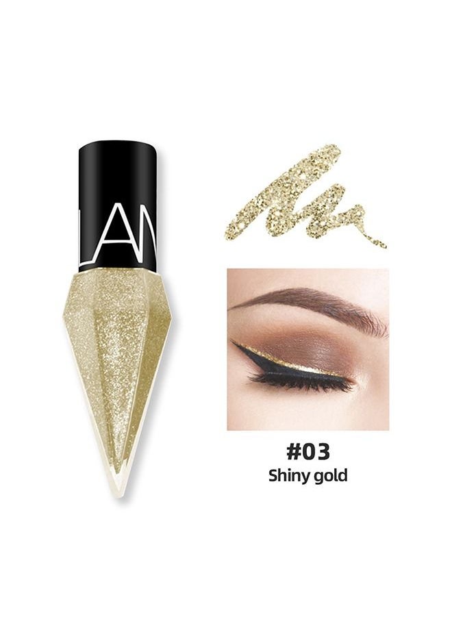 LANGMANNI - Liquid Glitter Eyeliner, Metallic Shimmer White Diamond Eye Liner Stick, Waterproof Long Lasting Quick Drying High Pigmented Sparkle Eyeshadow, Glitter Eyeliner for Eye Makeup(Shiny gold) - Image 1