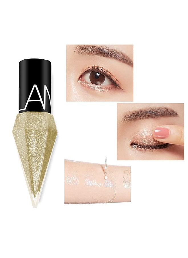 LANGMANNI - Liquid Glitter Eyeliner, Metallic Shimmer White Diamond Eye Liner Stick, Waterproof Long Lasting Quick Drying High Pigmented Sparkle Eyeshadow, Glitter Eyeliner for Eye Makeup(Shiny gold) - Image 1
