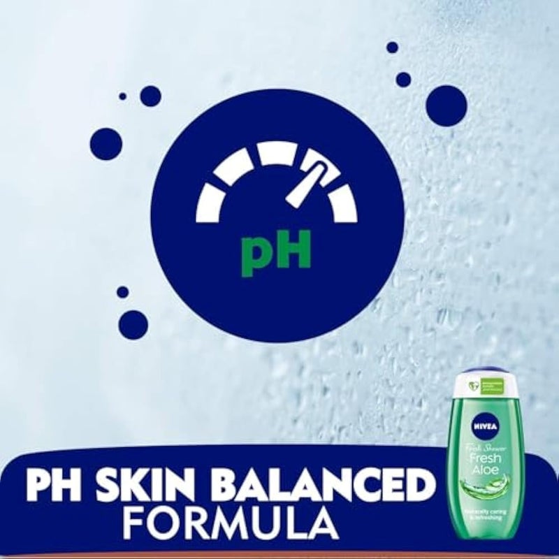 NIVEA Shower Gel Body Wash, Fresh Aloe Natural Aloe Vera Fresh Scent, 250ml - Image 4