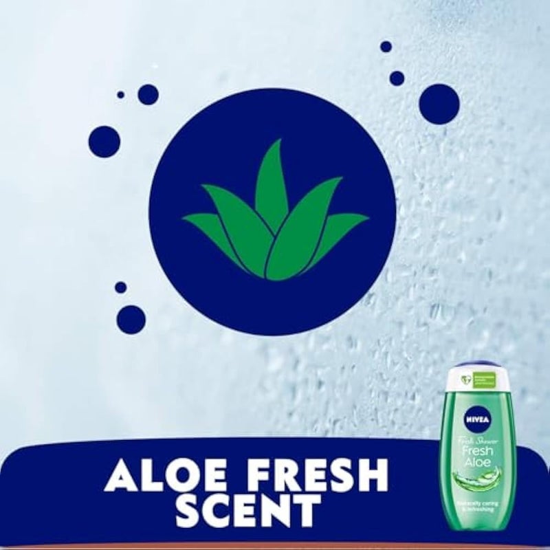 NIVEA Shower Gel Body Wash, Fresh Aloe Natural Aloe Vera Fresh Scent, 250ml - Image 3