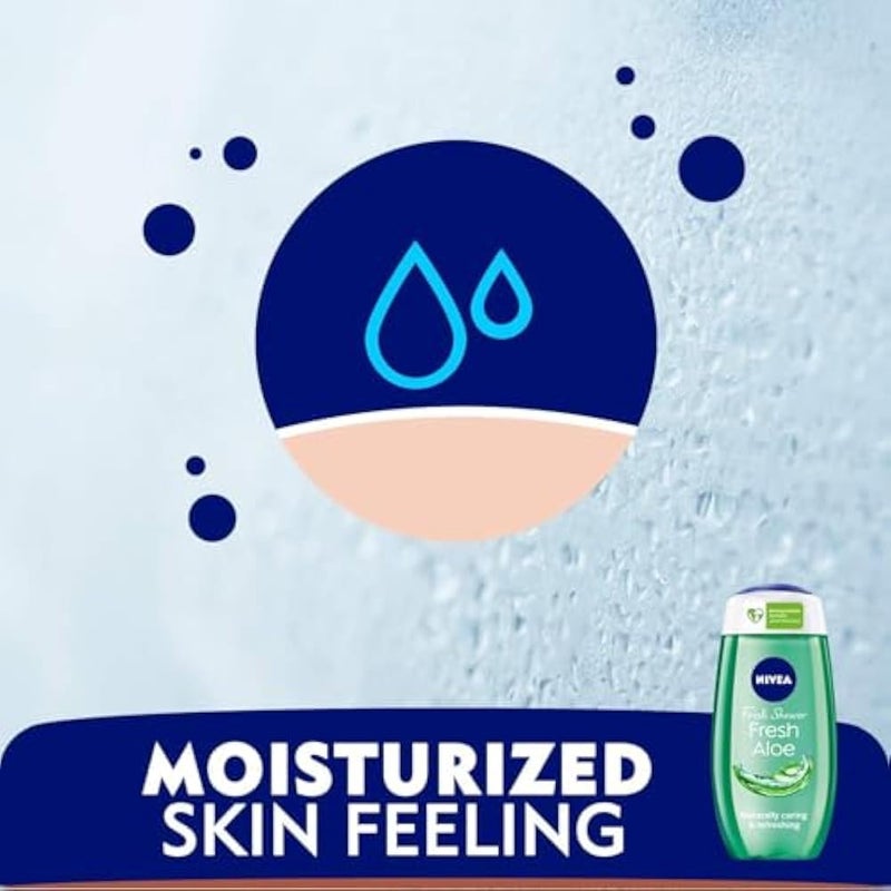 NIVEA Shower Gel Body Wash, Fresh Aloe Natural Aloe Vera Fresh Scent, 250ml - Image 5