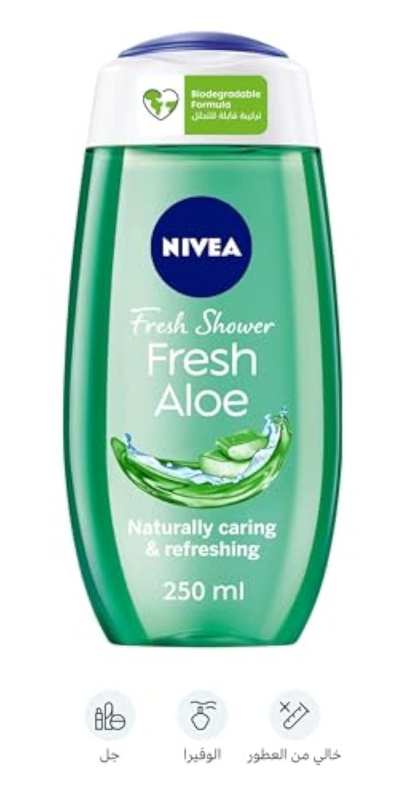 NIVEA Shower Gel Body Wash, Fresh Aloe Natural Aloe Vera Fresh Scent, 250ml - Image 1