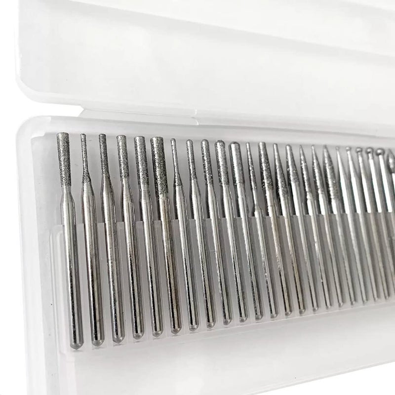 LUO KE ð‹ð®ð¨ ð¤ðž 30Pcs Diamond Burr Set - 1/8'' Shank Diamond Burs Stone Carving Bits for Dremel Rotary Tools - Image 3