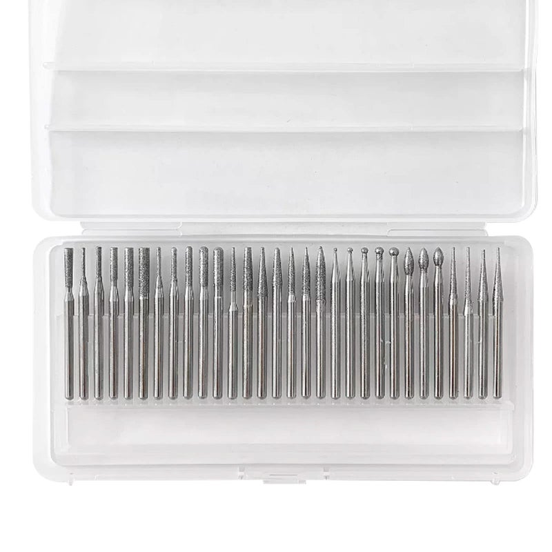 LUO KE ð‹ð®ð¨ ð¤ðž 30Pcs Diamond Burr Set - 1/8'' Shank Diamond Burs Stone Carving Bits for Dremel Rotary Tools - Image 1