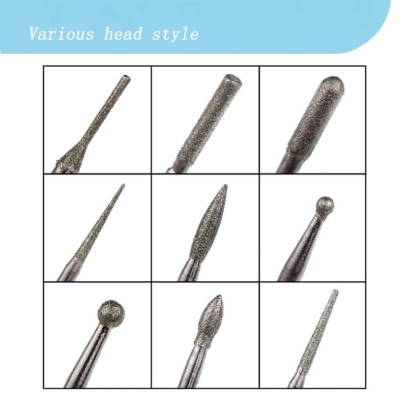 LUO KE ð‹ð®ð¨ ð¤ðž 30Pcs Diamond Burr Set - 1/8'' Shank Diamond Burs Stone Carving Bits for Dremel Rotary Tools - Image 4