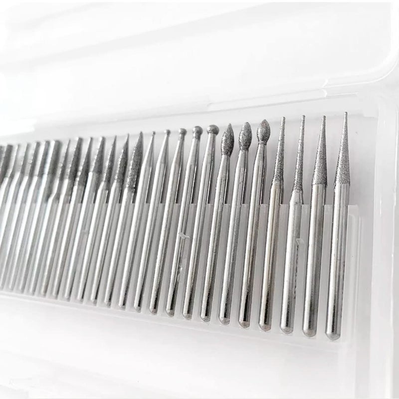 LUO KE ð‹ð®ð¨ ð¤ðž 30Pcs Diamond Burr Set - 1/8'' Shank Diamond Burs Stone Carving Bits for Dremel Rotary Tools - Image 2