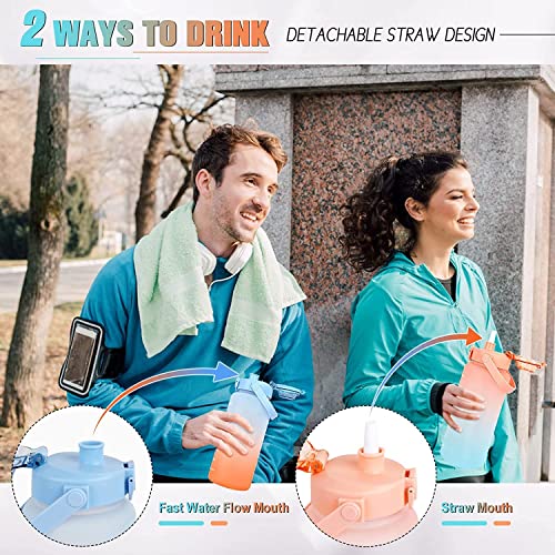XXSSIER Plastic Sipper Water Bottle 2 Liter With Motivational Time Marker Non-Toxic Water Bottle For Office,Water Bottle For Gym (Blue) - Image 2