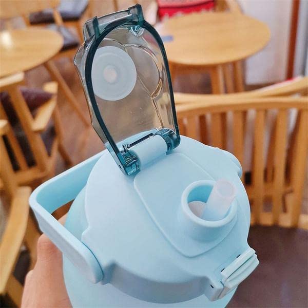 XXSSIER Plastic Sipper Water Bottle 2 Liter With Motivational Time Marker Non-Toxic Water Bottle For Office,Water Bottle For Gym (Blue) - Image 3