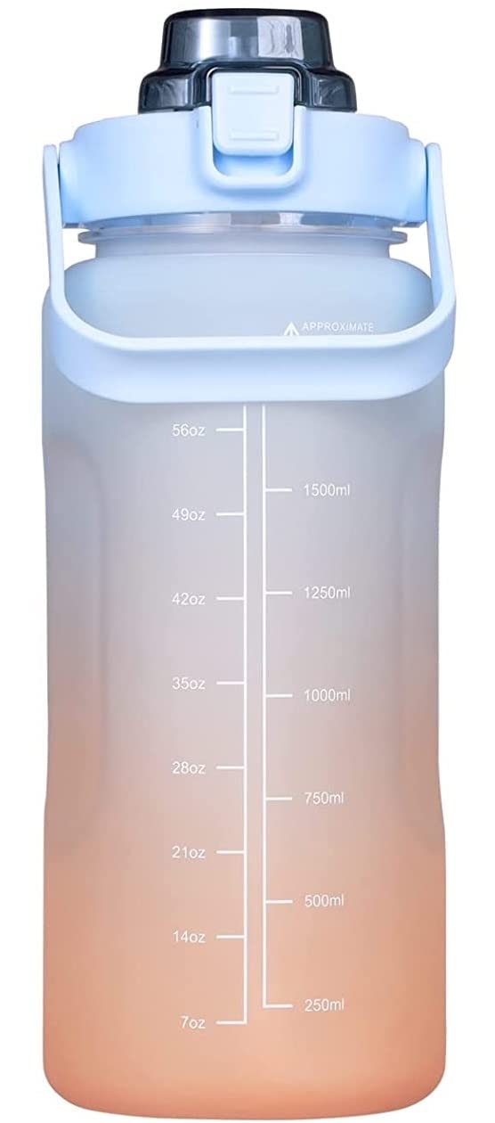 XXSSIER Plastic Sipper Water Bottle 2 Liter With Motivational Time Marker Non-Toxic Water Bottle For Office,Water Bottle For Gym (Blue) - Image 1