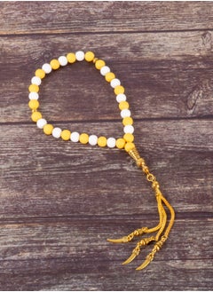 The Black Pearl Accessories Yellow & White Alabaster Stone Prayer Bead of 33 Beads  - Image 1