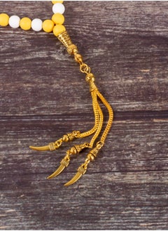 The Black Pearl Accessories Yellow & White Alabaster Stone Prayer Bead of 33 Beads  - Image 4