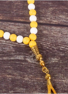 The Black Pearl Accessories Yellow & White Alabaster Stone Prayer Bead of 33 Beads  - Image 3
