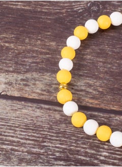 The Black Pearl Accessories Yellow & White Alabaster Stone Prayer Bead of 33 Beads  - Image 2