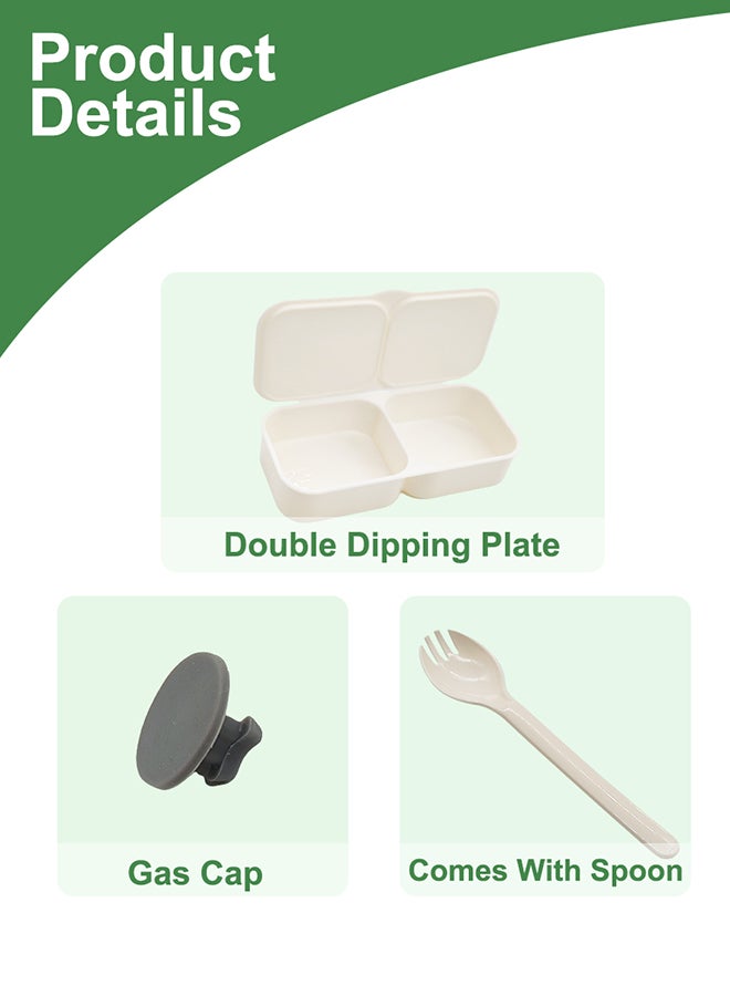 Noon East 3 Compartment lunch box, 840 ml, 1 Small container and 1 Fork Heavy Plastic, BPA Free Food Grade, for School Kids, College and Outdoor - Beige and Brown - Image 5