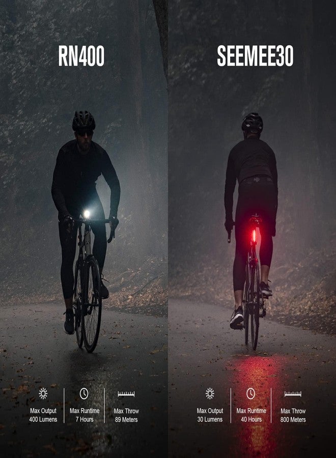 OLIGHT RN 400 LED Bike 400 Lumens Headlight and Seemee 30 C 30 Lm Bicycle Taillight Set, Rechargeable Type-C Waterproof Bike Light Set, Easy to Install for Road Urban Cyclists and Night Riding - Image 2
