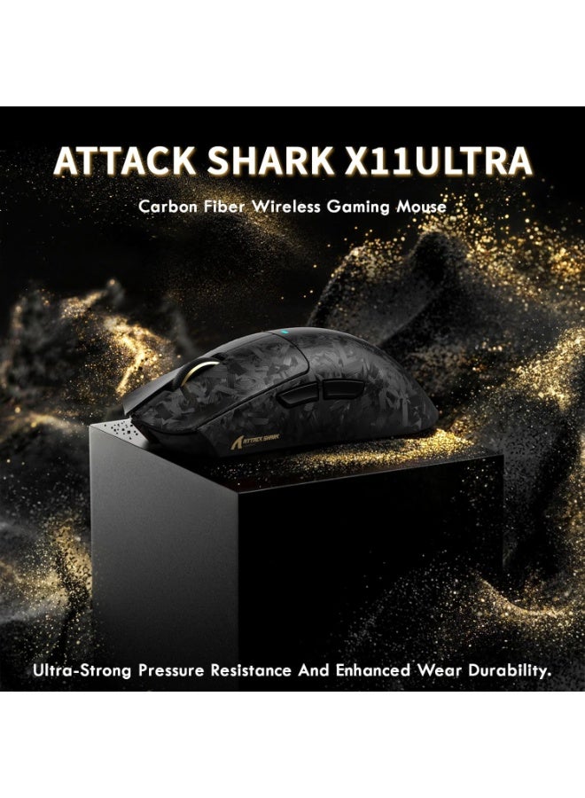Attack Shark X11 Ultra Carbon Fiber Wireless Gaming Mouse, 8K Polling Rate, 42000 DPI PAW3950MAX Sensor, Ultra-Light 63g Esports Mouse, Ergonomic RGB Gaming Mouse with Coiled Cable, Tri-Mode Connectivity - Image 2