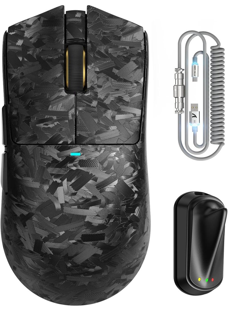 Attack Shark X11 Ultra Carbon Fiber Wireless Gaming Mouse, 8K Polling Rate, 42000 DPI PAW3950MAX Sensor, Ultra-Light 63g Esports Mouse, Ergonomic RGB Gaming Mouse with Coiled Cable, Tri-Mode Connectivity - Image 1