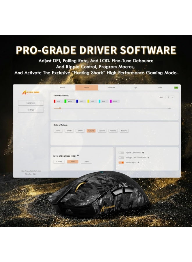 Attack Shark X11 Ultra Carbon Fiber Wireless Gaming Mouse, 8K Polling Rate, 42000 DPI PAW3950MAX Sensor, Ultra-Light 63g Esports Mouse, Ergonomic RGB Gaming Mouse with Coiled Cable, Tri-Mode Connectivity - Image 3