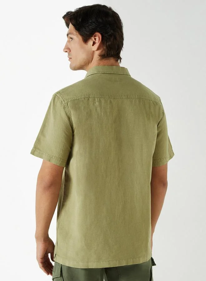 Ecko Unltd. Ecko Unltd Solid Camp Collar Linen Blend Shirt